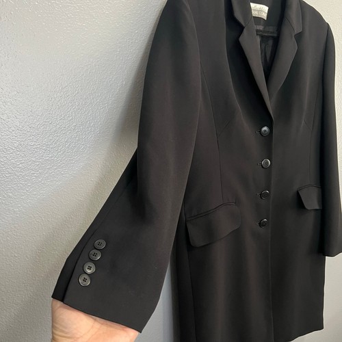Vintage Casual Corner Long Blazer Women's Sz M Black Business Classic Formal - Picture 2 of 7