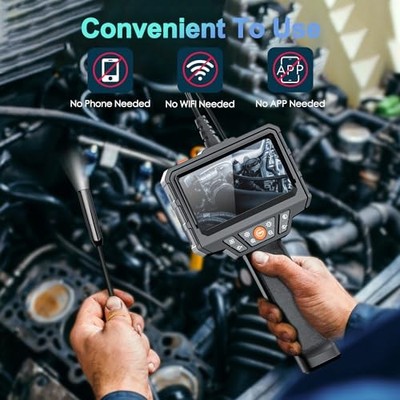 SKYBASIC INDUSTRIAL BORESCOPE CAMERA WITH LIGHT，4.3'LED SCREEN HD -  BLACK