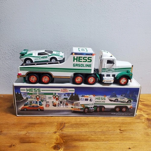 Vintage 1991 Hess Seasons Greeting Semi Truck and Race Car Original Box