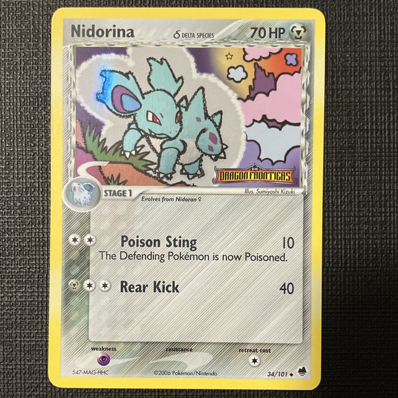 Pokémon Nidorina Delta Species 34/101 Dragon Frontiers Reverse Holo - NM