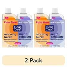 Clean & Clear Day and Night Acne Face Wash, Oil-Free, 8 fl oz (4 Pack) - NEW