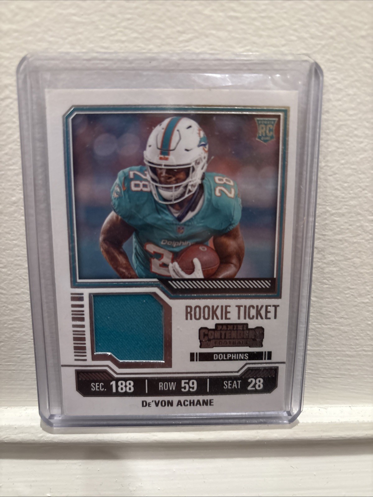 2023 Panini Contenders - Rookie Ticket Swatches De'Von Achane #TS9 (MEM, RC)