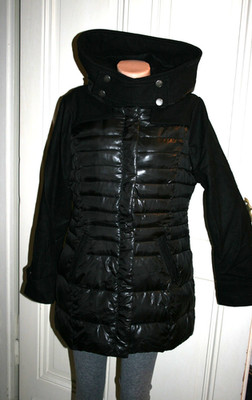 MB MULTIBLU warme lange schwarze Stepp Jacke mit Kapuze TOP Zustand in Gr. 40