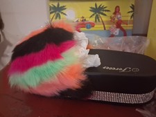 Women's Faux Fur Slides, Open Toe Cute Slippers, Indoor or Outdoor...