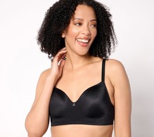 Breezies Women's Bra Sz 32B Shimmer Microfiber Wirefree T-Shirt Black A634856