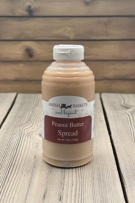 Amish Made Peanut Butter Spread Non GMO All Natural Vegan  16 oz - Flip Top Lid