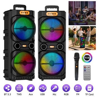 Bluetooth Lautsprecher Partybox Lautsprecherbox mit FM-Radio kabellosem Mikrofon