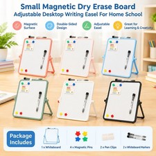 Double Sided Magnetic Whiteboard Desktop Memo Board Portable Drawing Easel Tool