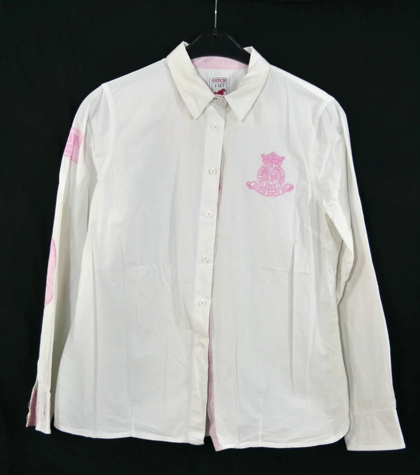 Damen GOSCH SYLT Bluse Weiß/Rosa Baumwolle Elegant Größe 42 TOP! - Bild 1 von 4