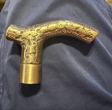 Antique Brass Walking Stick Deluxe Walking Cane Beautiful Brass Golden Handle...