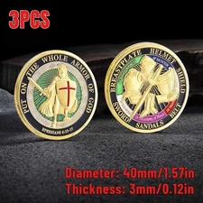 3pcs Put on the Whole Armor of God Commemorative Collection Challenge Coins Gift