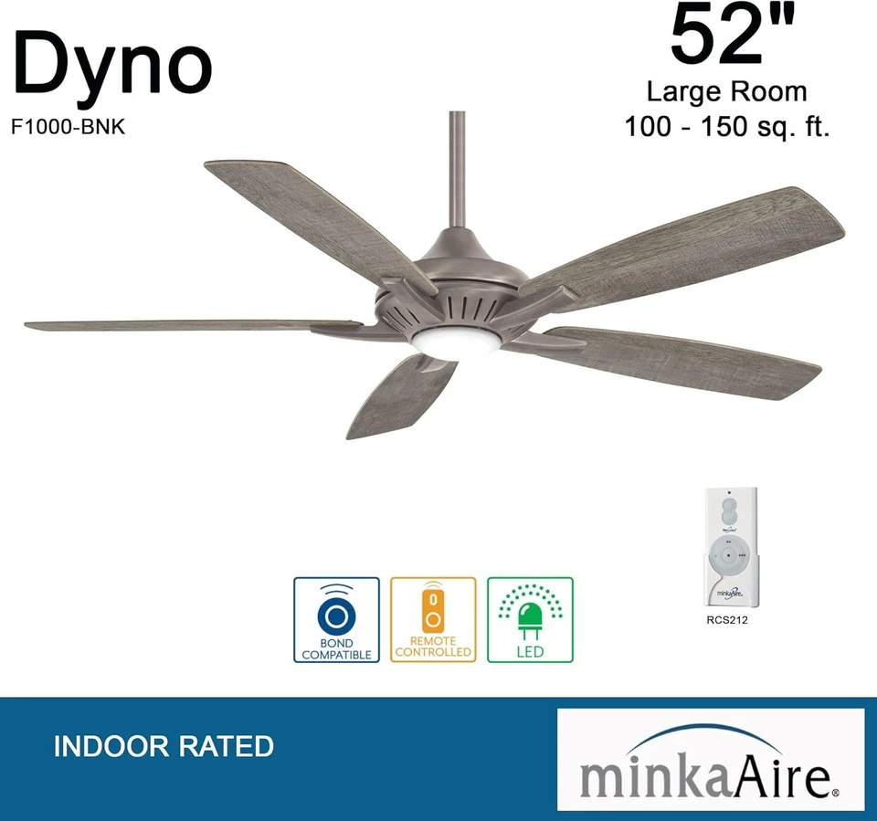 Minka-Aire F1000-BNK Dyno 52 Inch Indoor Ceiling Fan Large, Brushed Nickel - Image 4 of 4