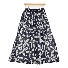 mina perhonen soffione abs5331 36 linen gathered Long skirt Navy white 5-092...