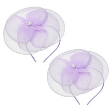 Fascinators Hats for Women, Tea Party Hat Mesh  2Pcs  Purple Pink