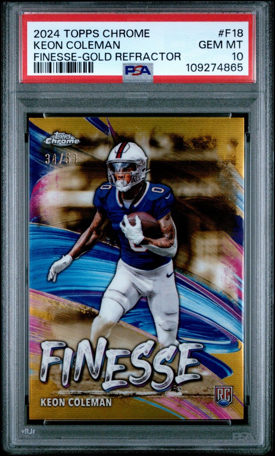 Keon Coleman Topps Chrome Finesse #F18 Gold Refractor