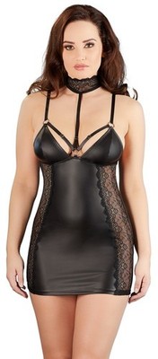 Mattes Minikleid mit Spitze erotisches Party Kleid mit Spitze an Seiten Schwarz