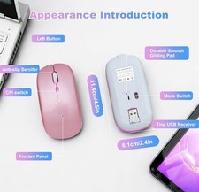 2.4GHz Bluetooth Wireless Optical Mouse USB Rechargeable RGB Office PC Laptop
