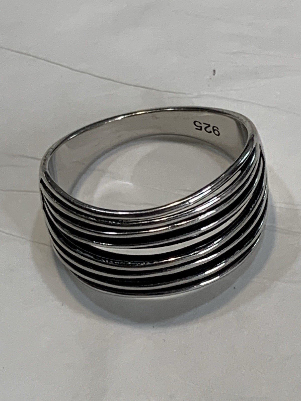 925 Solid Sterling Silver Ring Ribbed Ridged Band… - image 1