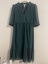 Matilda Jane Womens Size 12 Green Midi Fit  Flare V-Neck 3/4 Sleeve Dress