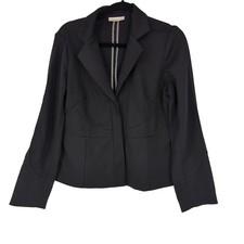 Coldwater Creek Black Knit Blazer Jacket Snap Front Stretch Professional Sz 12