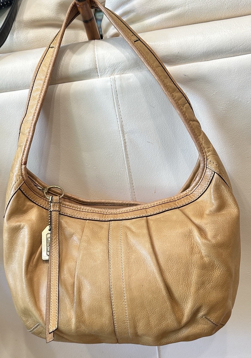 Coach Camel Tan Ergo No. 12236 Pleated Hobo Leather Shoulder Bag 