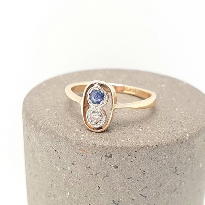 Antiker Saphir & Diamant Ring 18k 18kt Gold Art Deco natürliche Edelsteine 20er Jahre