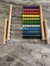 IKEA 100 Wood Bead Abacus Wooden Educational Toy Table Top Math Counting - Used