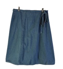Vintage 90s Womens 18 Denim Jean Wrap Skirt Country Western