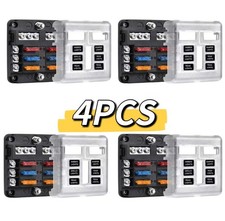 4X12V Blade Fuse Box Block Holder 6 Way Car Boat Power Distribution Panel Board