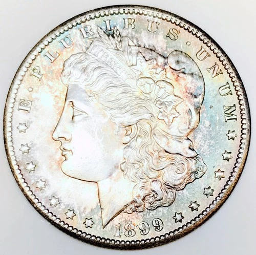 1899 O MORGAN DOLLAR! GEM BU+++! INSANE RAINBOW TONER! UNREAL COLOR! NR #G2111