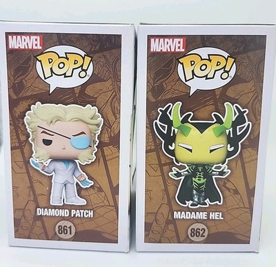 Funko POP Infinity Warps #861 #862 Diamond + Madame Hel Bobblehead Marvel Comics