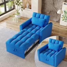 3 In 1 Velvet Convertible Single Sofa Bed Pull Out Couch Bed W/ Backrest Pillow