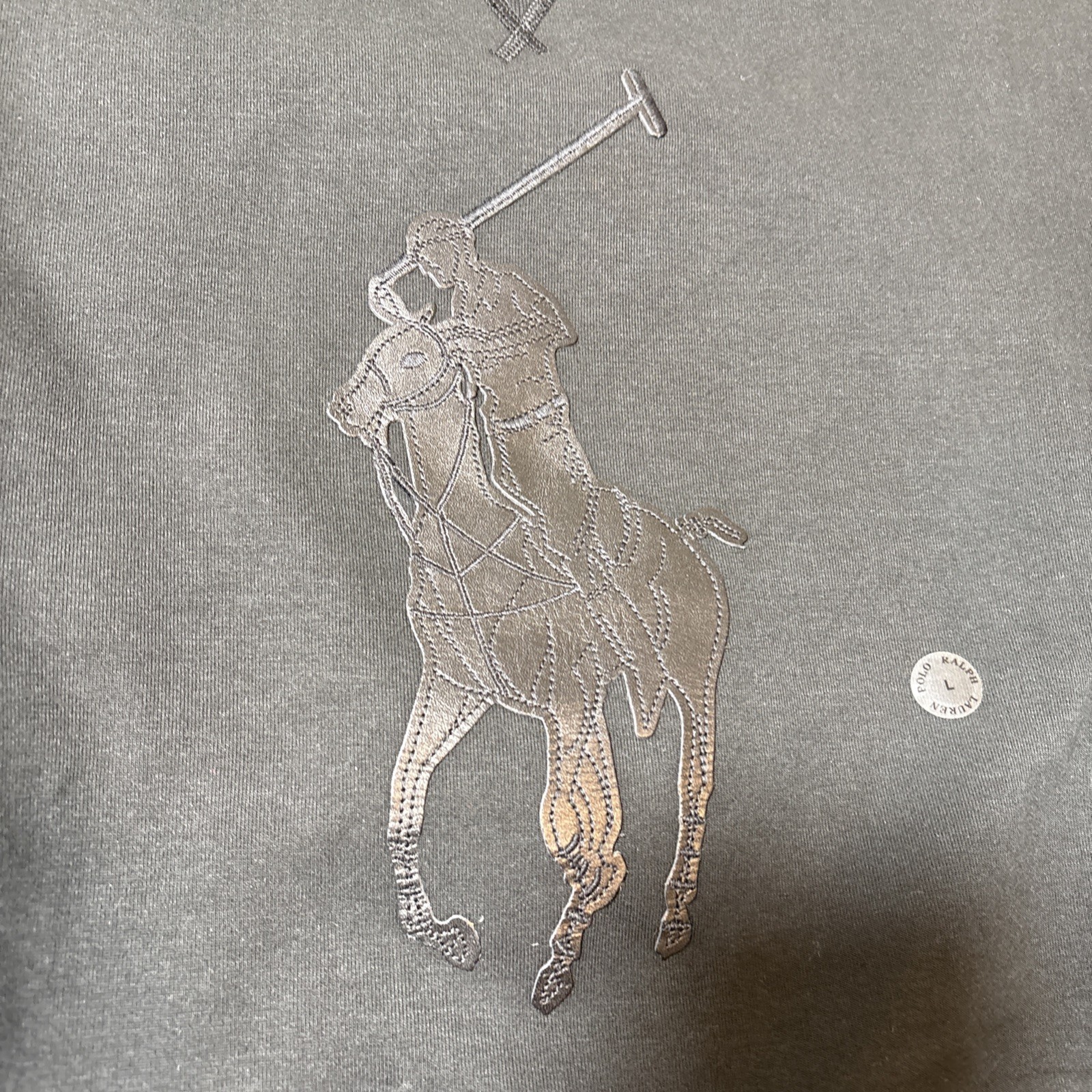 Polo Ralph Lauren uomo L doppia maglia pelle grande pony felpa nera nuova con etichette $148