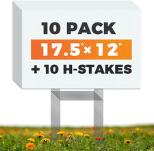 10 Large Blank Yard Signs with Stakes 18 X 12",Corrugated Plastic Lawn Sign Kit