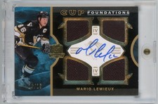 2012-13 UD The Cup Mario Lemieux Cup Foundations Autograph Quad Jersey #d 14/15