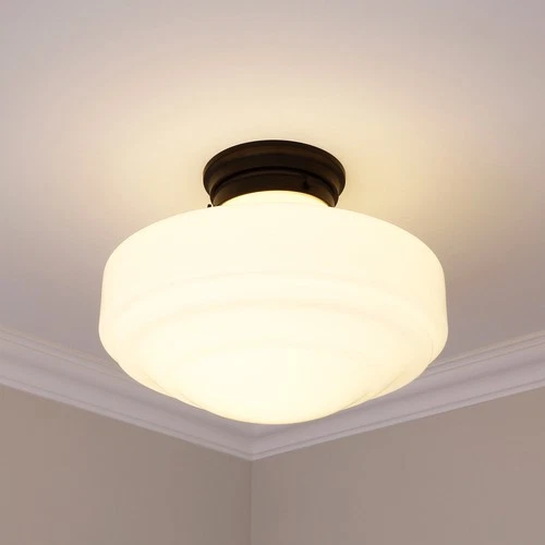 Golden Lighting 0508-LSF Ingalls 16"W Semi-Flush Ceiling Fixture - Matte Black / - Picture 9 of 11