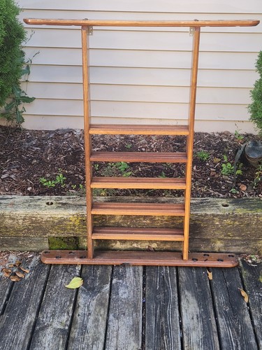 Wood Pool Cue Ball Rack 5 Shelf Holds 8 Cues Vintage Wall Hanger