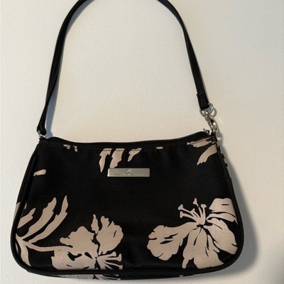 Frankie & Johnnie Black Floral Small Shoulder Bag Y2K Mini Purse Cream Flowers