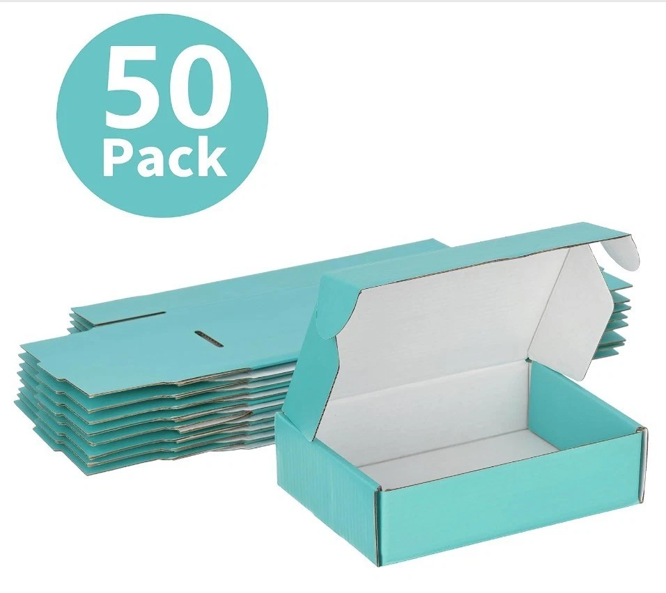 Pack of 10 7"x 5"x 2" Corrugated Cardboard Boxes Turquois Blue DIY, Wedding Baby - Image 2 of 4