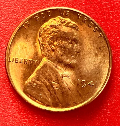 1941-P Lincoln Wheat Cent Penny GEM RED BU From an Original Bank Roll