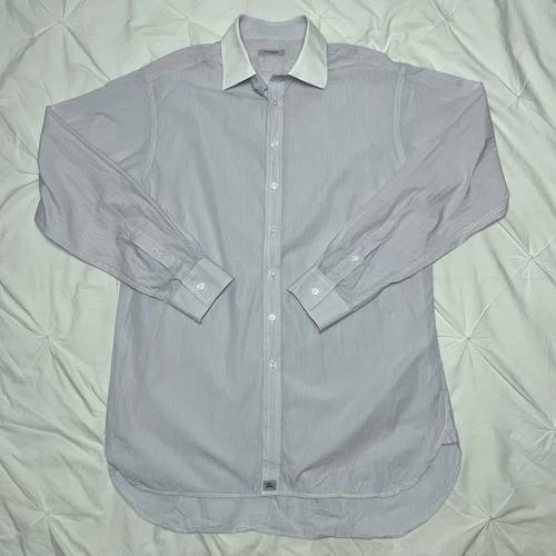 Camicia elegante uomo Burberry's Of London taglia 16 41 blu a righe tasca con bottoni