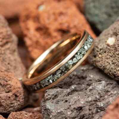 Meteorite Rose Gold Tungsten Womens Wedding Ring 4mm Comfort Fit