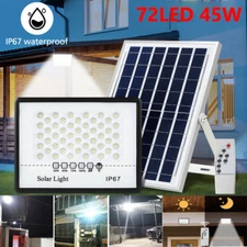 Outdoor 45W 72 LED Solar Panel Light Street Flood w/Remote Garden Security Lamp