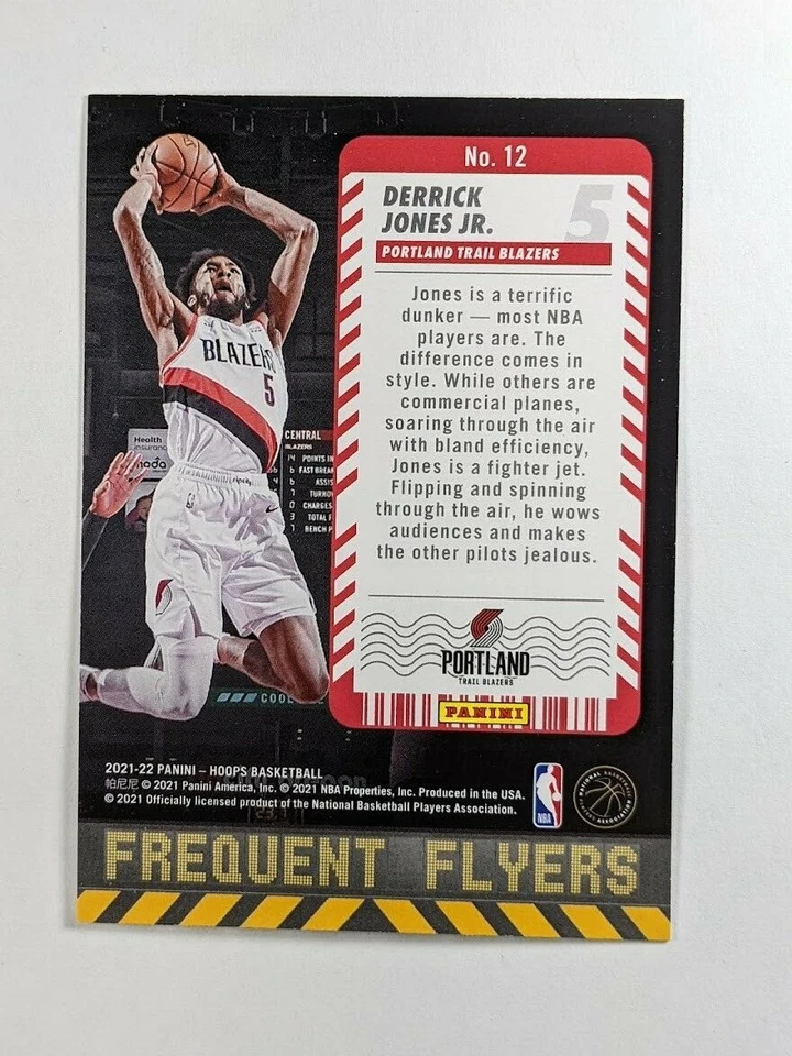 2021-22 Panini NBA Hoops Derrick Jones Jr. Frequent Flyers #12 - Trail Blazers - Image 2 of 2