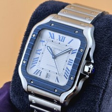 Cartier Santos de Cartier 40 mm WSSA0047 B&P Extra Strap Blue PVD Bezel Men's 3