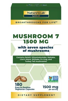 Nature's Lab Organic Mushroom 7 1500 mg., 180 Vegetarian Capsules