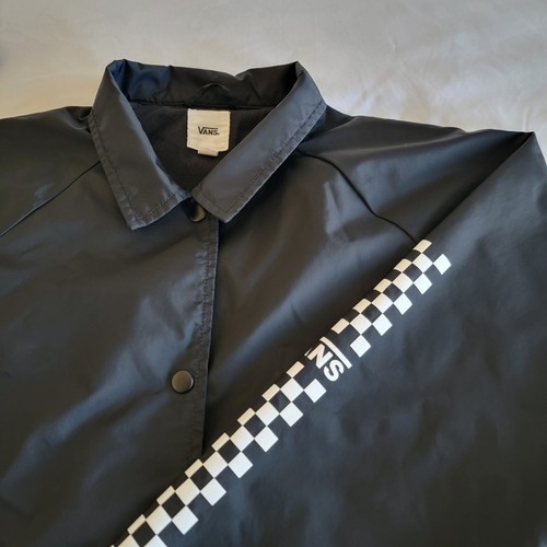 Vans Off the Wall Button Up Windbreaker Jacket Size M Black w/ White Graphics - Picture 3 of 10