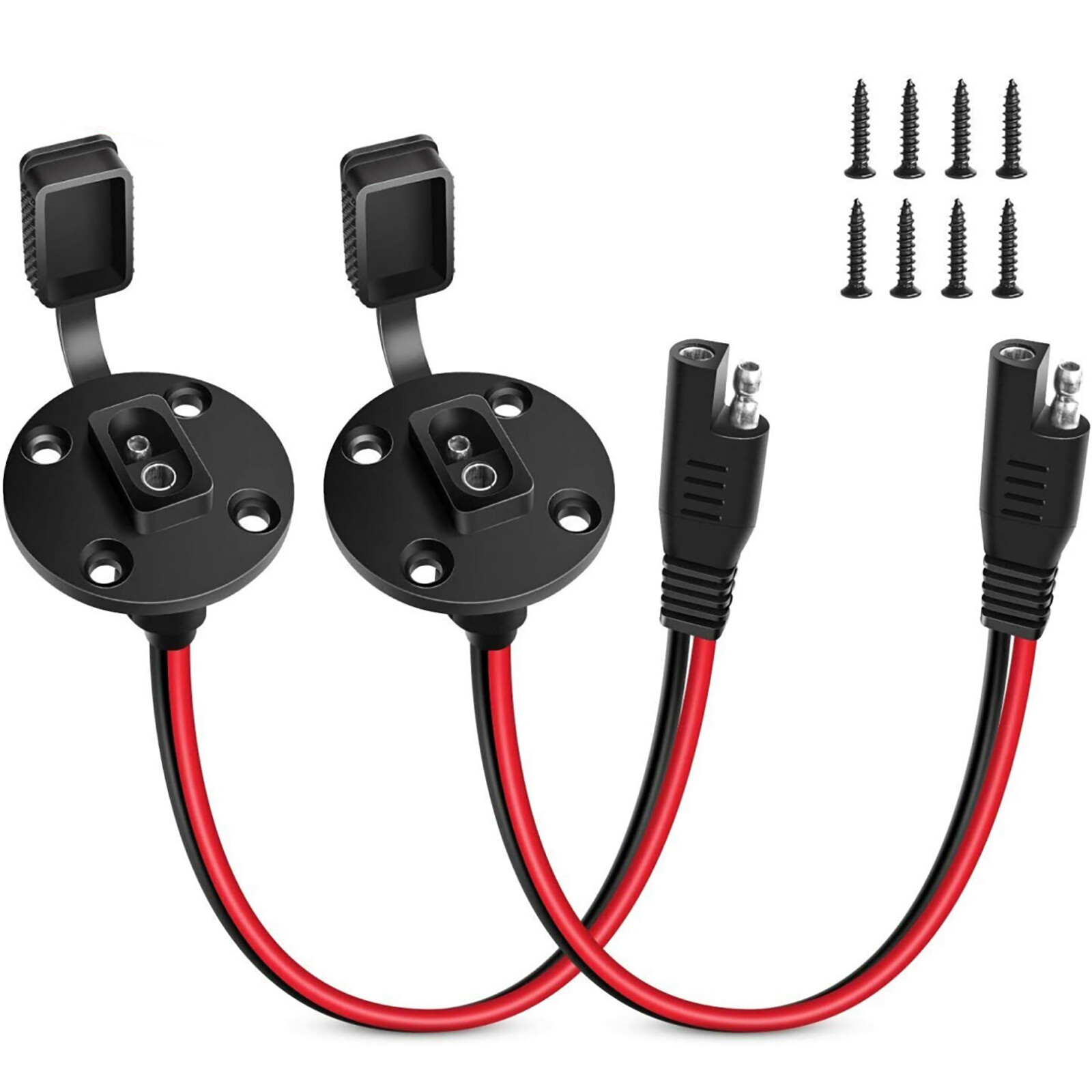 2*SAE Power Socket Sidewall Port Solar Cable Quick Connect Panel 12AWG 30cm