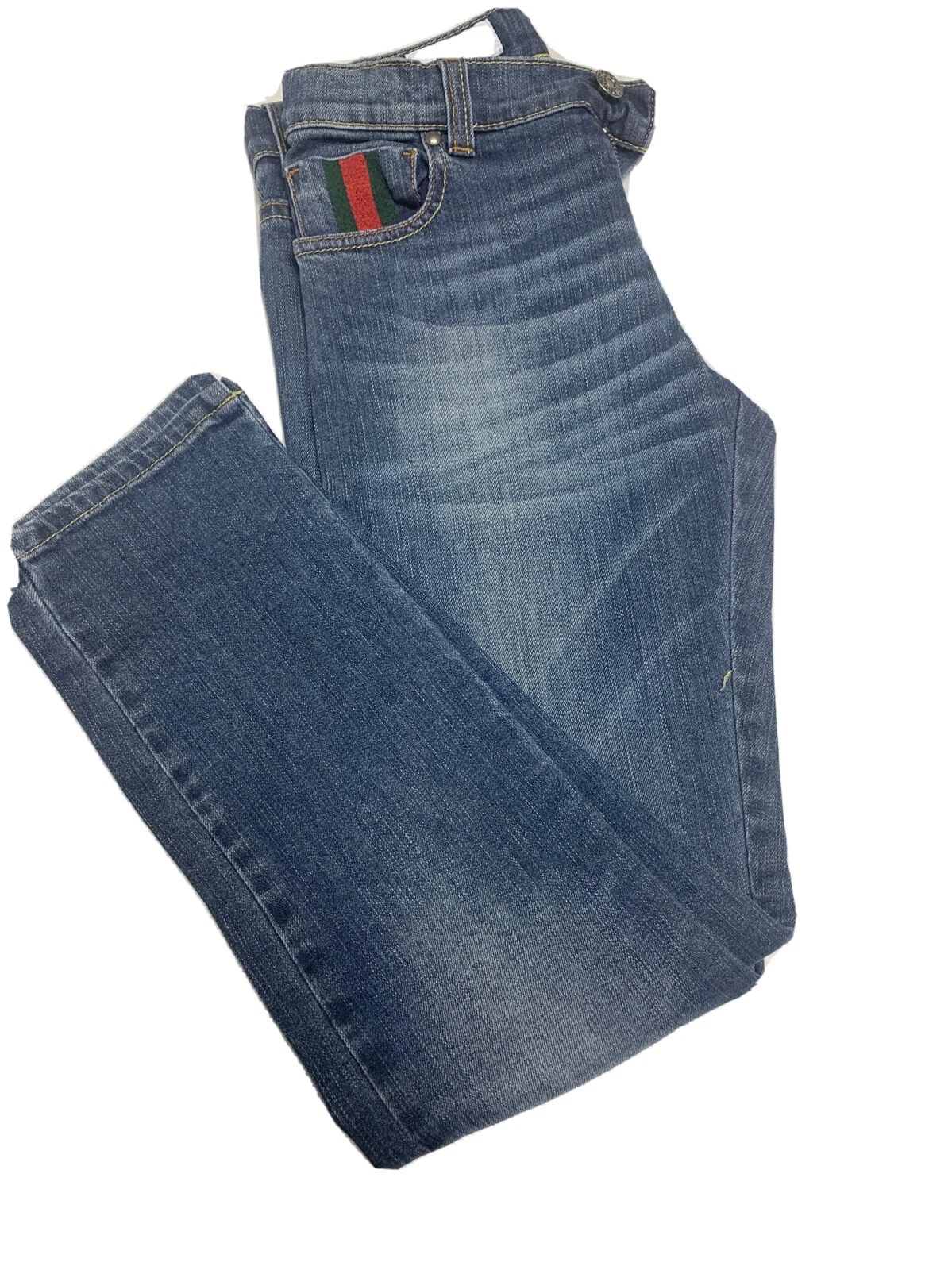 Pantalon en denim extensible détruit 100 % authentique Gucci pour enfants pierre neuf avec étiquettes taille 8