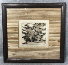 Sue Krause 1977 Etching Print Safe Among The Pines Signed Numbered Framed COA
